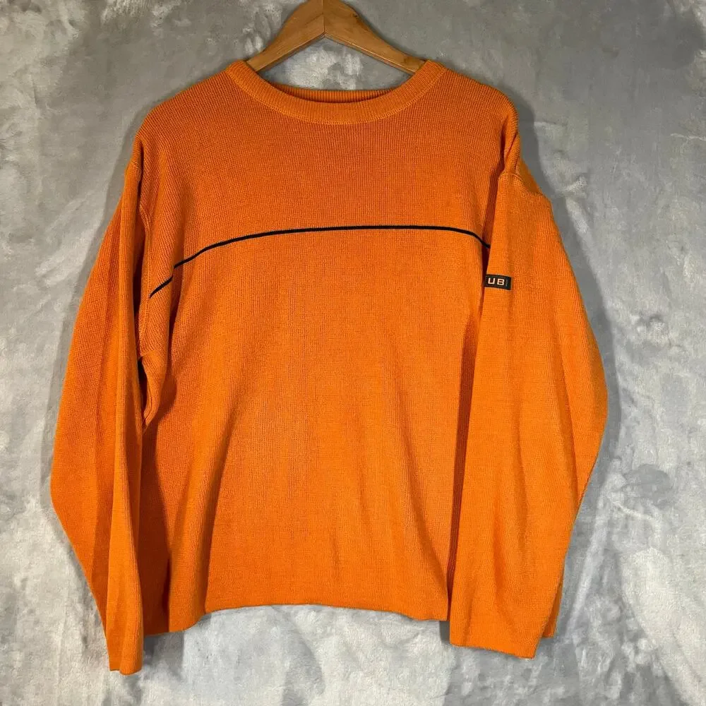 Vintage Men's 90's‎ Y2K Orange Union Bay Pullover Crewneck Knit Sweater Baggy L